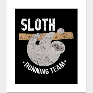 Vintage Sloth Running Team Funny Sloth Distressed Posters and Art